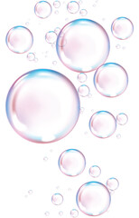 Realistic illustration of soap bubbles in tranparent background