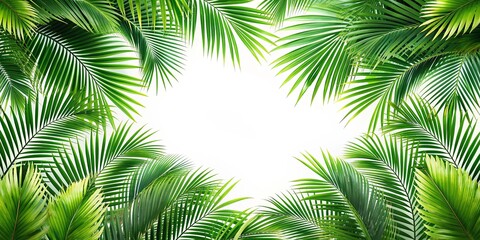 Palm tree leaves texture border with green tropical plants , palm tree, leaves, overlay, texture, border, fresh, green