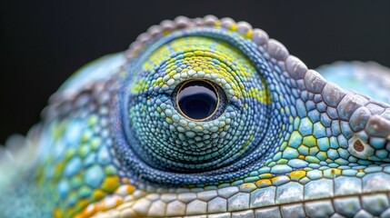 Fototapeta premium Close-up of a Chameleon's Eye and Scaly Skin
