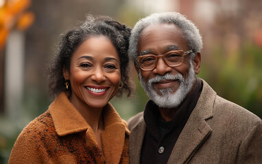 Fototapeta premium Senior Couple Smiling: Enjoying the Outdoors in Park Setting