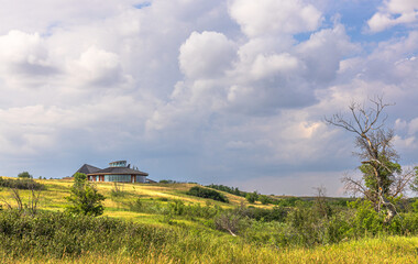 Wanuskewin Heritage Park under cloudy sky