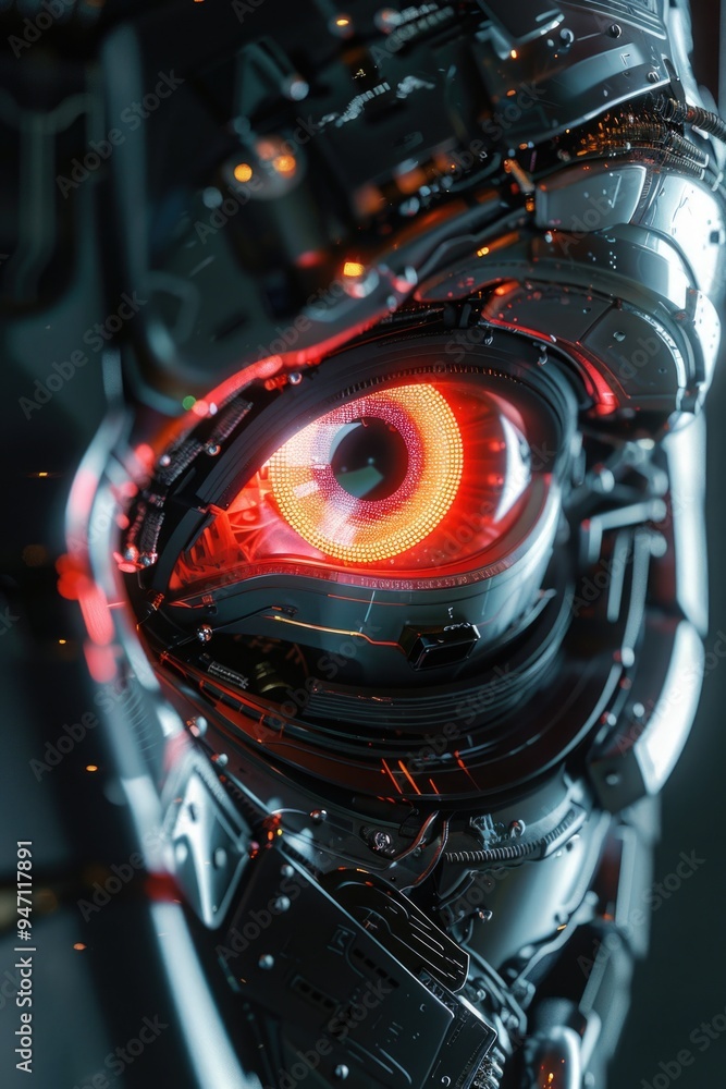 Poster A close-up shot of a futuristic-looking object with sleek lines and glowing details