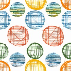 Vibrant abstract circle seamless pattern with diverse colors and textures