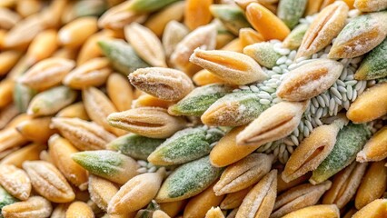 Obraz premium Close-up of mold growth on wheat grains, mold, wheat, grains, fungus, close-up, natural, food, contamination, unhealthy