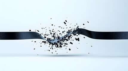 A conceptual image of a finish line ribbon being broken symbolizing the achievement of success and victory  The minimal abstract design provides ample copy space for various applications