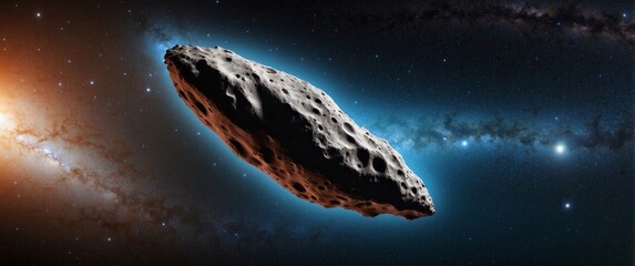 A large, rocky asteroid with craters in outer space
