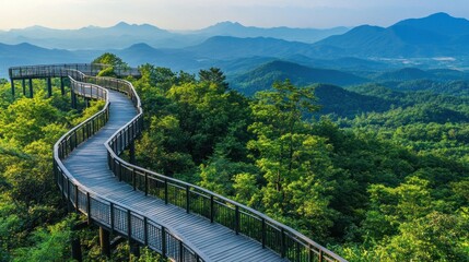 Fototapeta premium Wooden Walkway in the Mountains