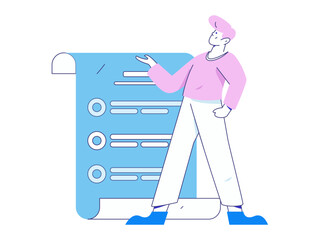 Flat vector illustration of business people operating work scene
