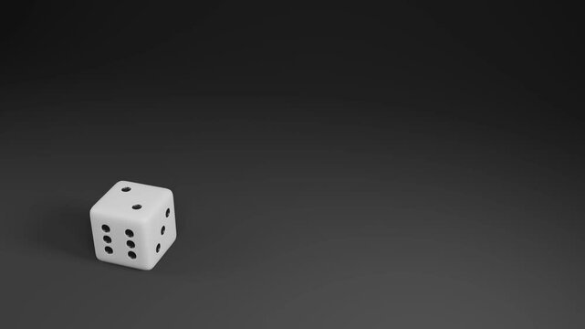 Rolling dice landing on number 2 with copy space text area