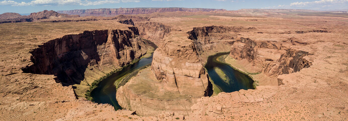 Aerial drone horseshoe bend Arizona Colorado River page