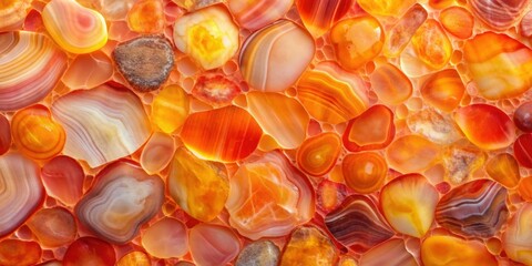 Orange, pink and yellow carnelian surface with crystals, carnelian, surface, crystals, orange, pink, yellow, gemstone, natural