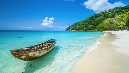 Fototapeta premium Boat on the summer tropical beach