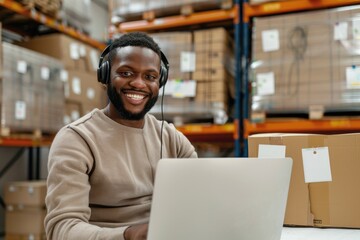 Obraz premium A person focused on their work, wearing headphones for concentration