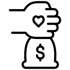 money bag icon illustration design with outline