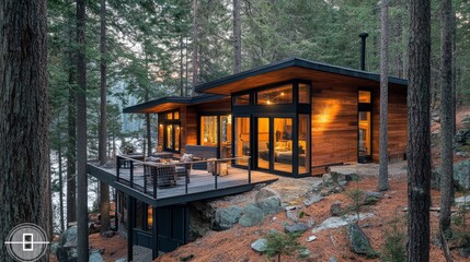Obraz premium Modern Cabin in the Woods