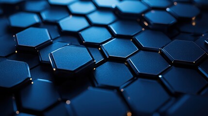 Fototapeta premium Hexagonal dark blue background texture.