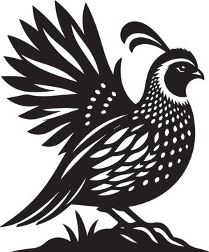 recommend clip art: quail bird black silhouette vector, silhouette vector art illustration