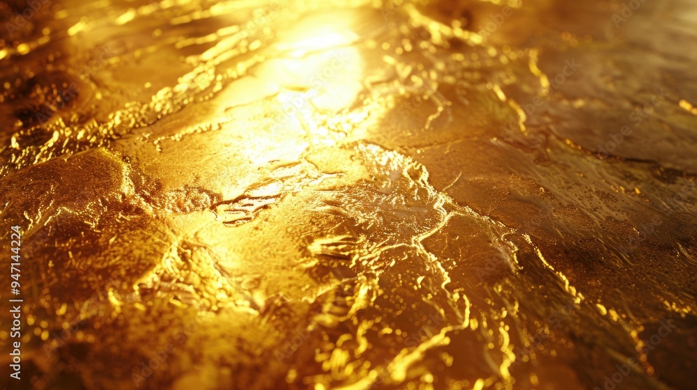 Poster A detailed view of a shiny metallic surface with reflections