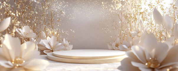 White Flowers & Podium.