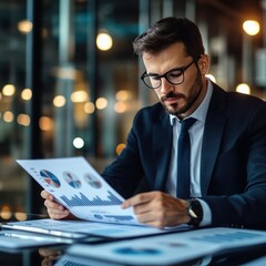 Businessman analyzing business data and insights 