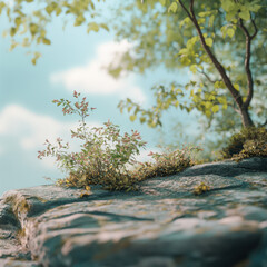 Rock and Flowers.