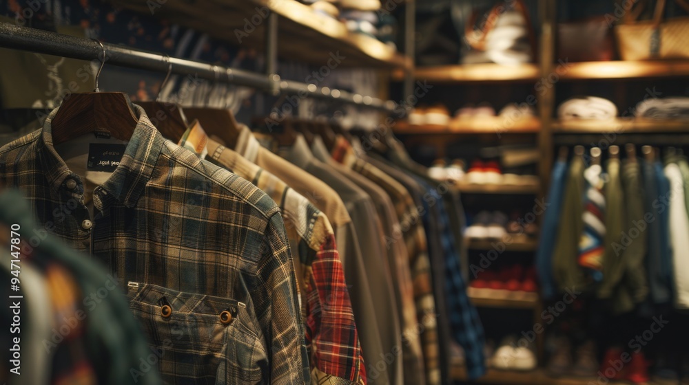 Poster shirts on display in a store