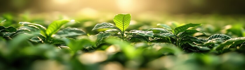 Sustainable Farming Practices Lush Green Fields Symbolize Productivity and Growth, Image of a Plantation with Vibrant Green Foliage, Representing the Bounty of Nature and the Importance of