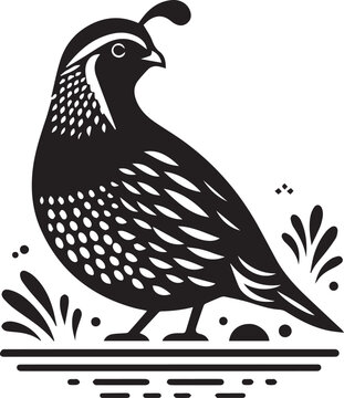 recommend clip art: quail bird black silhouette vector, silhouette vector art illustration
