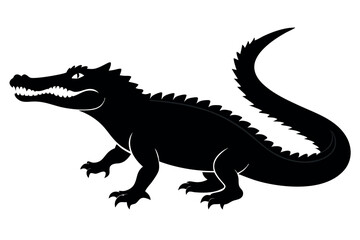 Obraz premiumCrocodile silhouette vector illustration. 