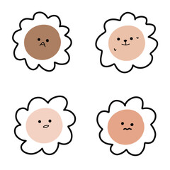 Pastel Flower Vector | Various Expressions | Cute Line Art | Minimalist Design (4 Vectors)