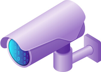 Isometric illustration computer technology symbol digital surveillance camera