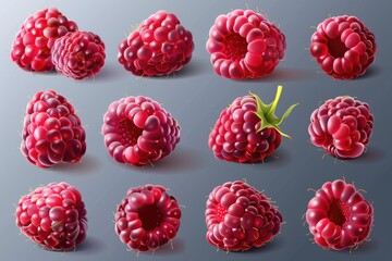 Fresh raspberries arranged on a table surface