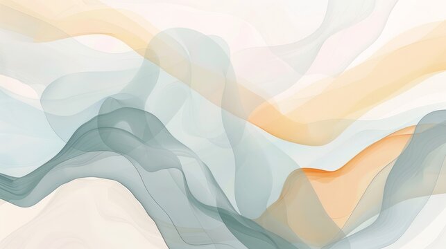 Softly flowing curvilinear forms in subtle pastel hues generate a serene and relaxing atmosphere, ideal for contemporary settings or digital backgrounds