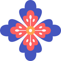 Decorative Flower Icons in Flat Style
