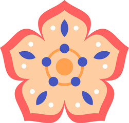 Decorative Flower Icons in Flat Style
