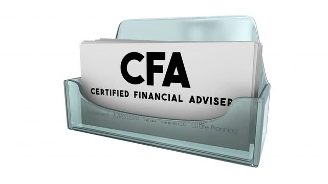 Certified Financial Adviser Business Cards CFA Planner Investment Money Referral 3d Animation