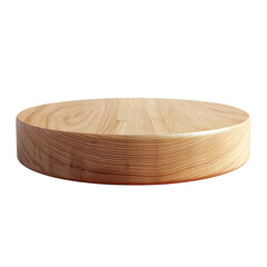 A round wooden platform isolated on a white background.  The platform is made of natural wood with visible grain and texture.