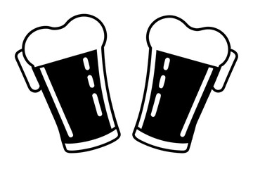 beer silhouette, Two glasses of beer, beer glass bottle icon symbol. beer vector illustration
