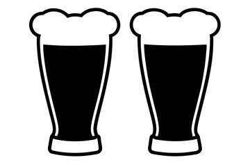 beer silhouette, Two glasses of beer, beer glass bottle icon symbol. beer vector illustration
