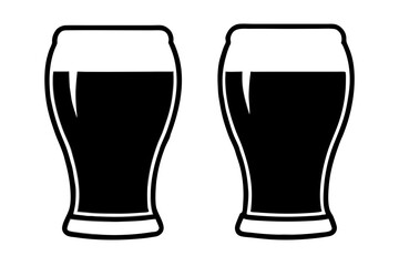 beer silhouette, Two glasses of beer, beer glass bottle icon symbol. beer vector illustration
