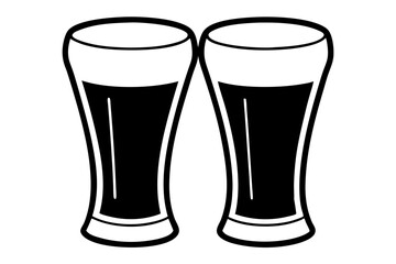 beer silhouette, Two glasses of beer, beer glass bottle icon symbol. beer vector illustration
