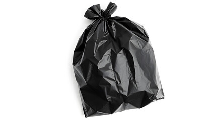 Black plastic bag on white background. Generative AI