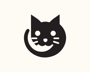 Cat head icon. Cartoon Cat face. Vector illustration. Silhouette simple. Animal Logotype concept. Cat Logo design template.