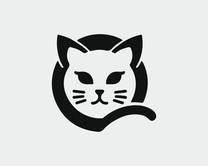 Cat head icon. Cartoon Cat face. Vector illustration. Silhouette simple. Animal Logotype concept. Cat Logo design template.