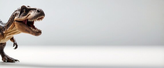 Obraz premium Close-up of a Roaring Tyrannosaurus Rex Dinosaur Toy