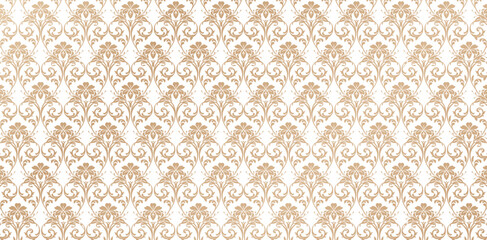 Seamless Pattern golden ornament damask style isolated white background for wallpaper the bedroom, patterned fills, webs pages, surface textures, book covers, fabrics printing, textiles tiles interior