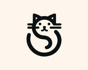 Cat logo design icon symbol vector illustration