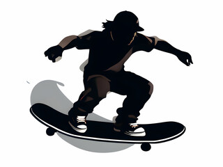 Obraz premium Extreme Skateboard Sports Personality's Vector Silhouette: Flat Cutout Icon generative ai