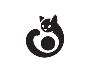 Silhouette Cat logo design icon symbol illustration