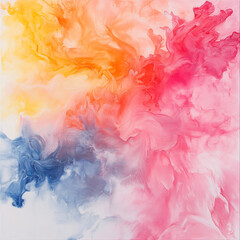 Obraz premium A colorful painting with a lot of pink and blue. The colors are bright and vibrant, giving the painting a lively and energetic feel. The painting seems to be abstract